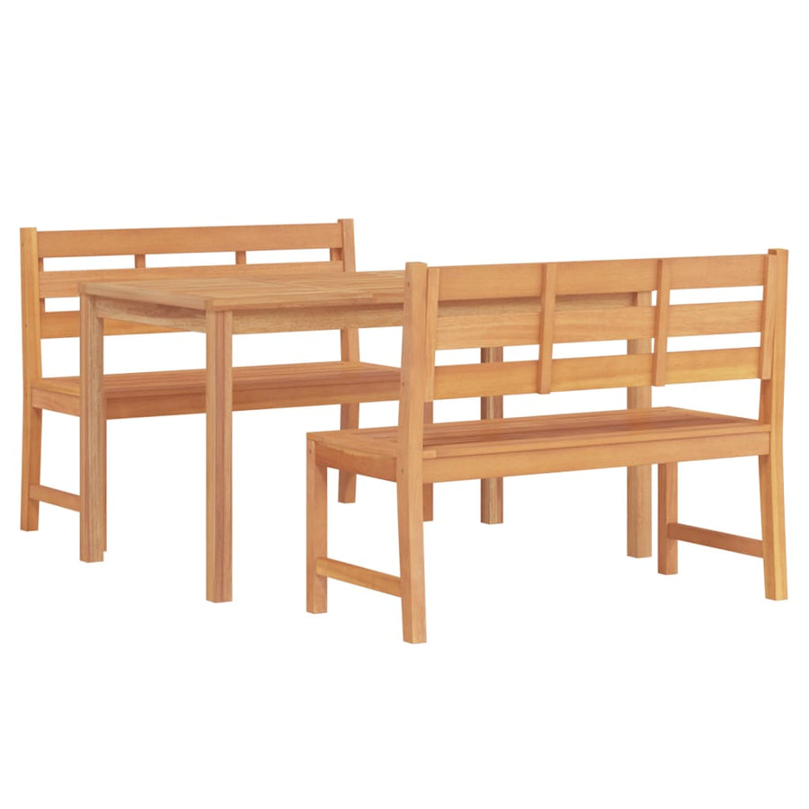 3-Delige Tuinset Massief Teakhout 140 cm tafellengte 2x Bank + Tafel