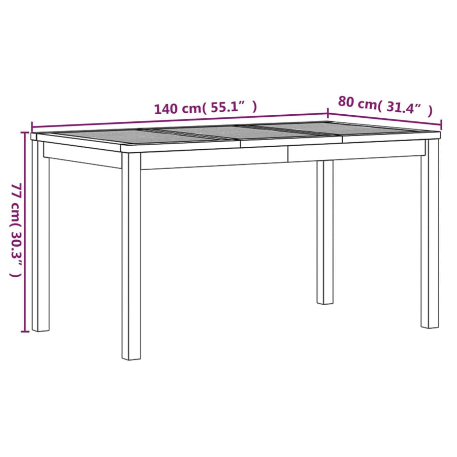 3-Delige Tuinset Massief Teakhout 140 cm tafellengte 2x Bank + Tafel
