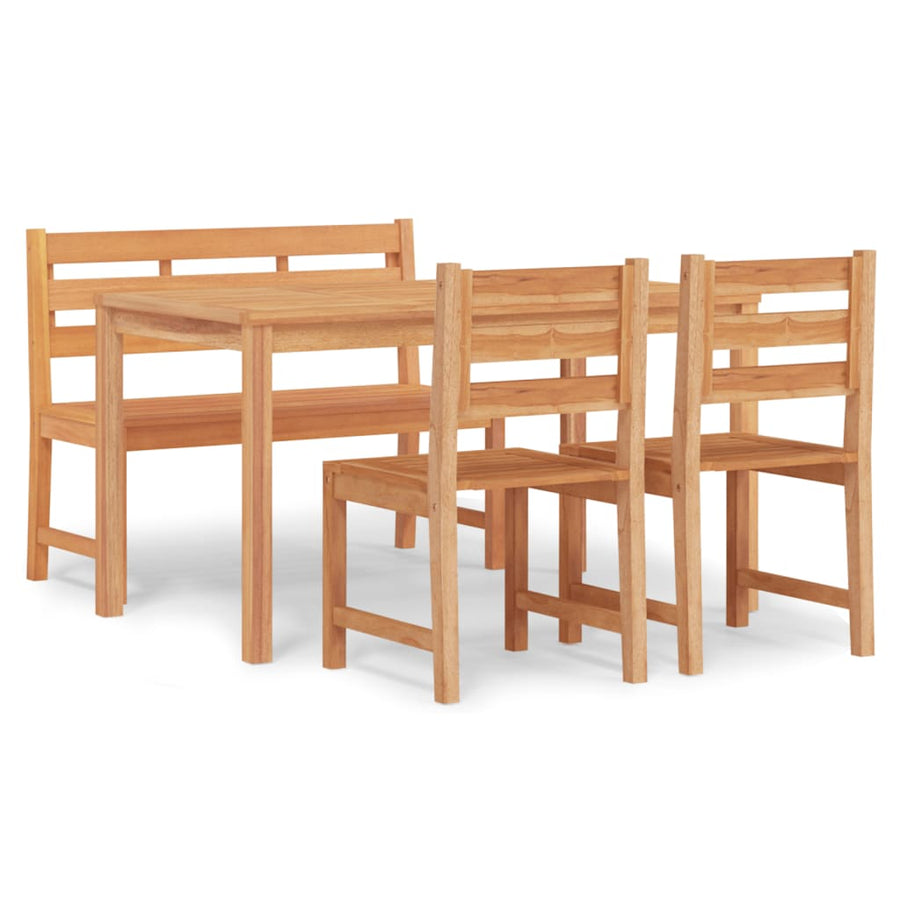 4-Delige Tuinset Massief Teakhout 140 cm tafellengte Bank + 2x stoel + Tafel
