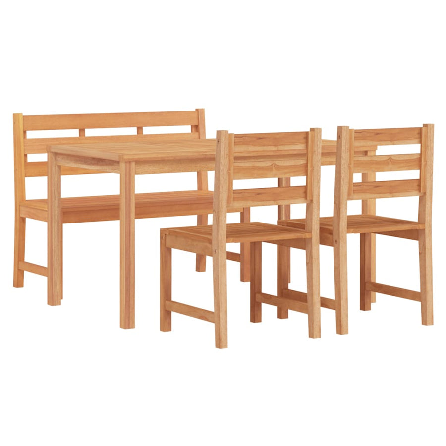 4-Delige Tuinset Massief Teakhout 140 cm tafellengte Bank + 2x stoel + Tafel