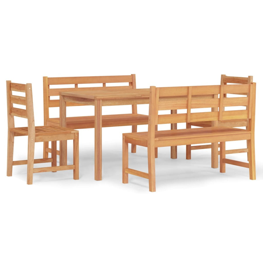 5-Delige Tuinset Massief Teakhout 140 cm tafellengte 2x Bank + 2x stoel + Tafel