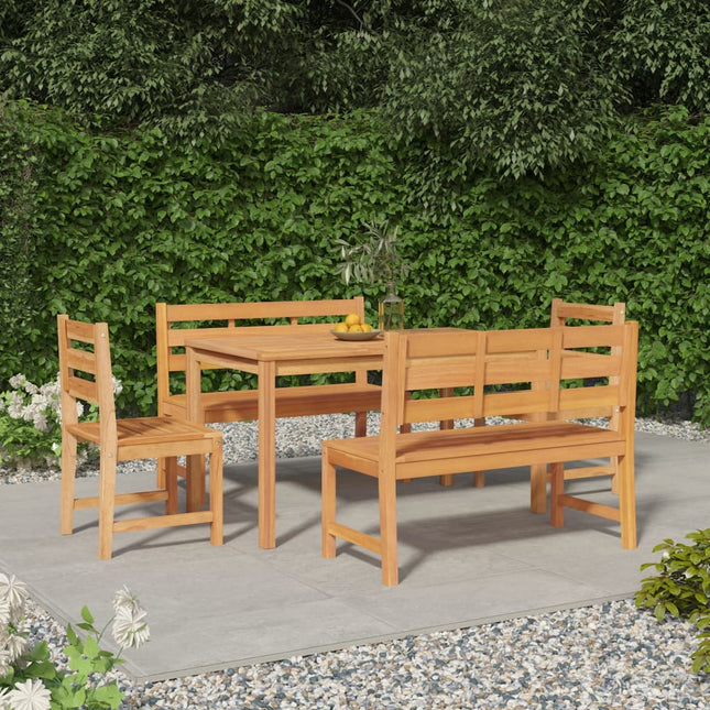 5-Delige Tuinset Massief Teakhout 140 cm tafellengte 2x Bank + 2x stoel + Tafel