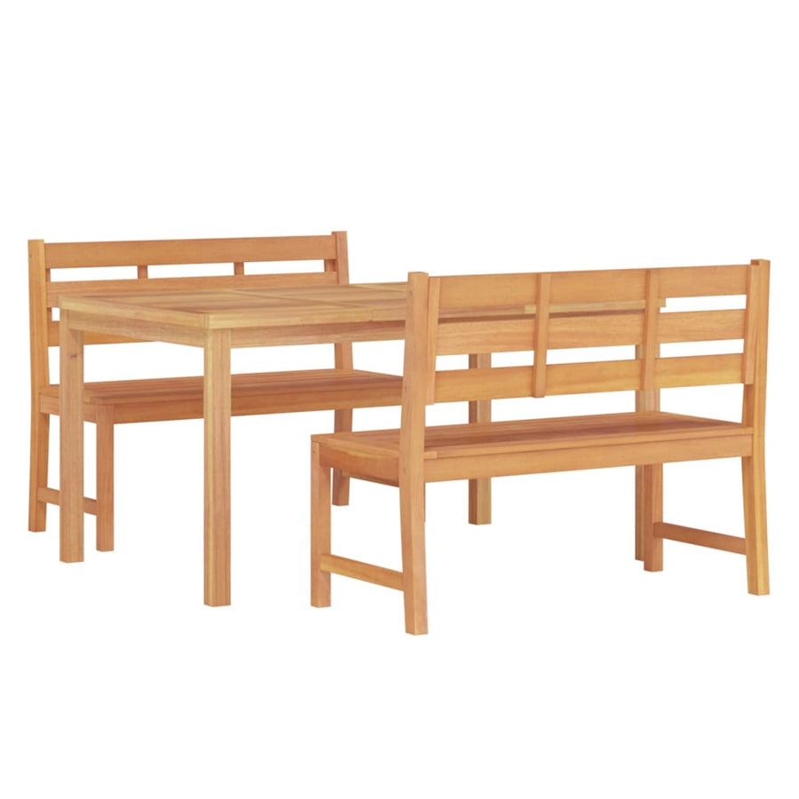 3-Delige Tuinset Massief Teakhout 150 cm tafellengte 2x Bank + Tafel