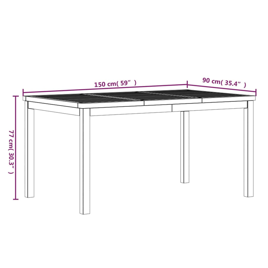 3-Delige Tuinset Massief Teakhout 150 cm tafellengte 2x Bank + Tafel