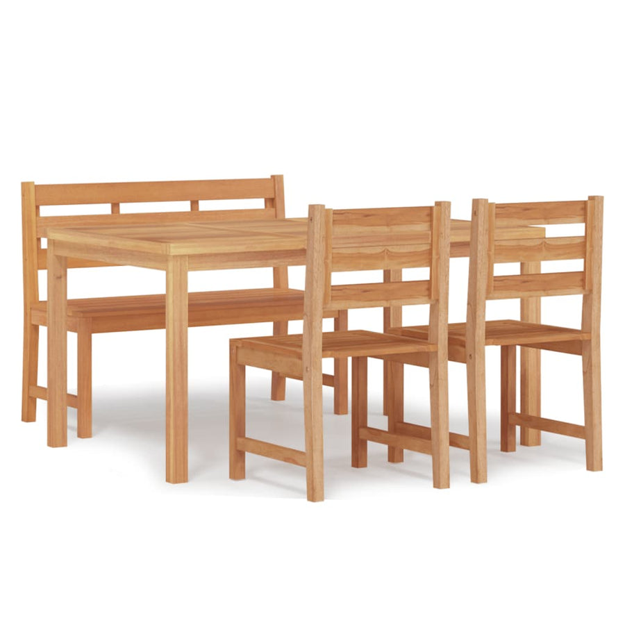 4-Delige Tuinset Massief Teakhout 150 cm tafellengte Bank + 2x stoel + Tafel