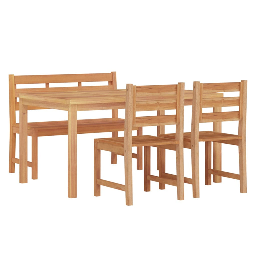4-Delige Tuinset Massief Teakhout 150 cm tafellengte Bank + 2x stoel + Tafel