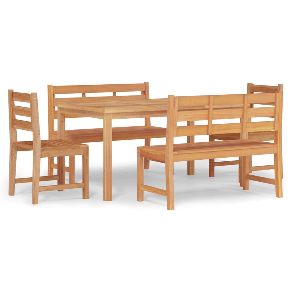 5-Delige Tuinset Massief Teakhout 150 cm tafellengte 2x Bank + 2x stoel + Tafel
