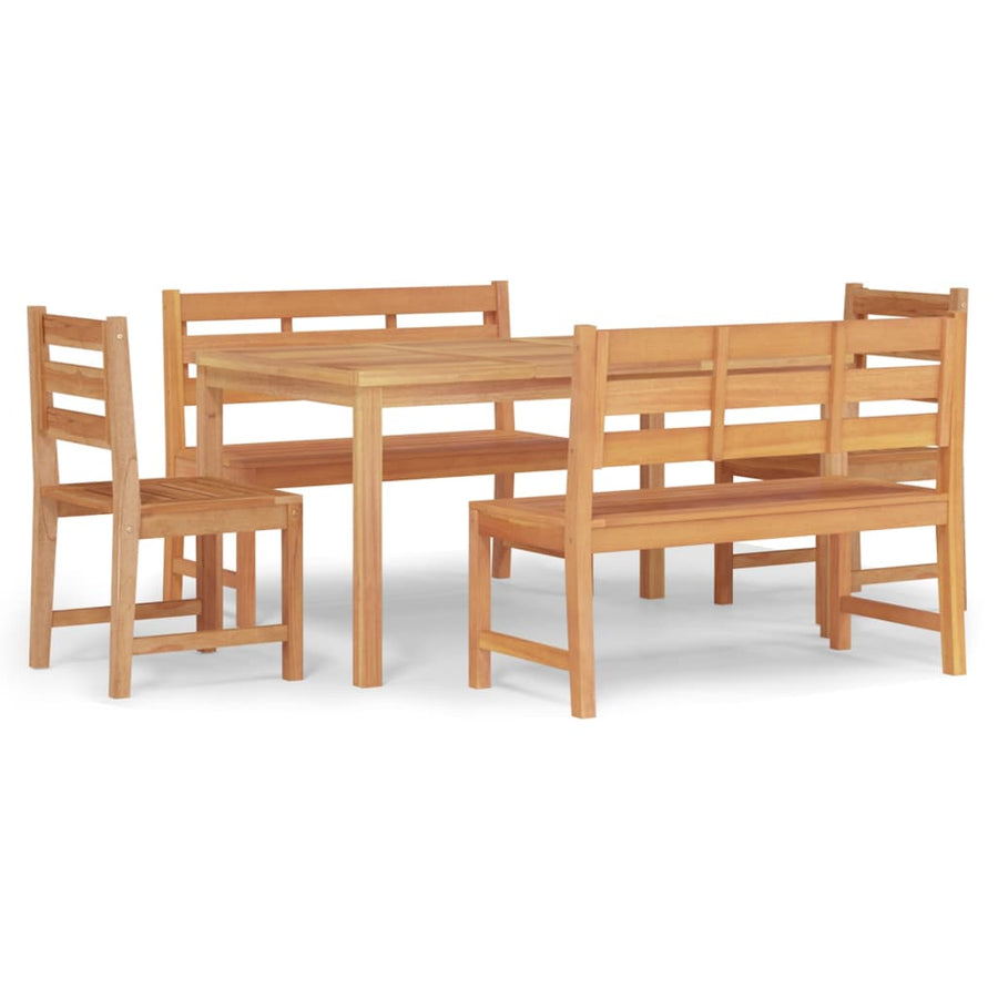 5-Delige Tuinset Massief Teakhout 150 cm tafellengte 2x Bank + 2x stoel + Tafel