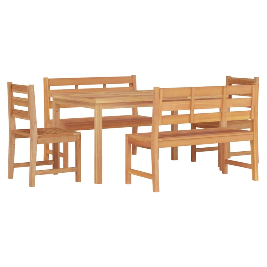5-Delige Tuinset Massief Teakhout 150 cm tafellengte 2x Bank + 2x stoel + Tafel