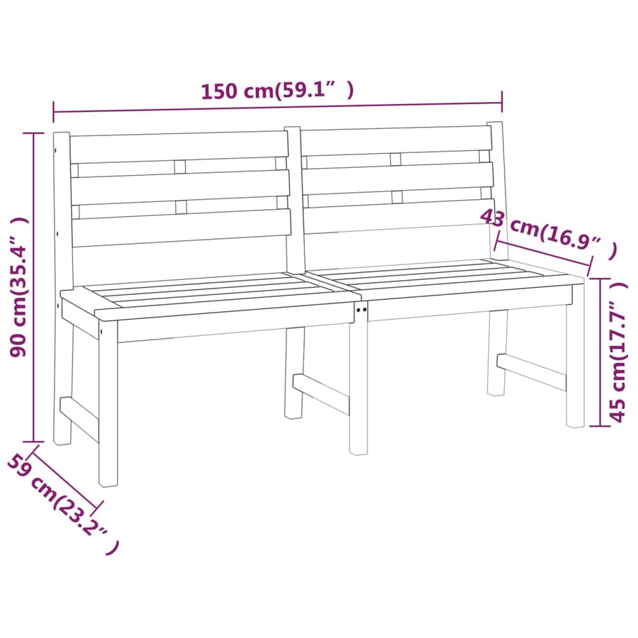 3-Delige Tuinset Massief Teakhout 180 cm tafellengte 2x Bank + Tafel