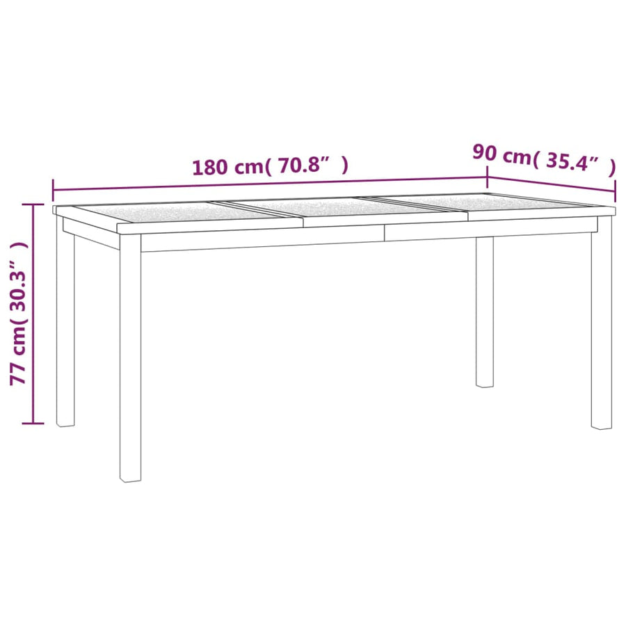 3-Delige Tuinset Massief Teakhout 180 cm tafellengte 2x Bank + Tafel