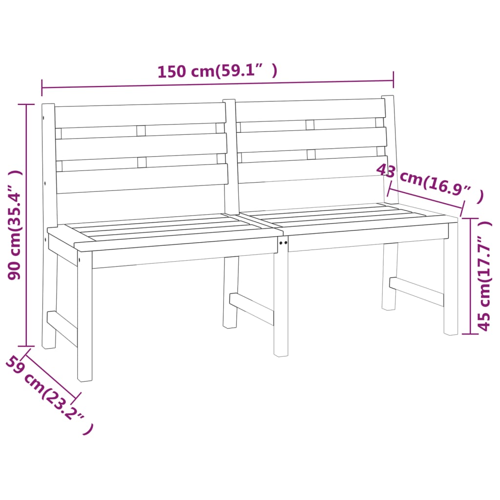4-Delige Tuinset Massief Teakhout 180 cm tafellengte Bank + 2x stoel + Tafel