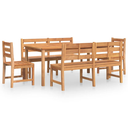 5-Delige Tuinset Massief Teakhout 180 cm tafellengte 2x Bank + 2x stoel + Tafel