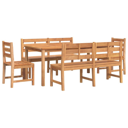 5-Delige Tuinset Massief Teakhout 180 cm tafellengte 2x Bank + 2x stoel + Tafel