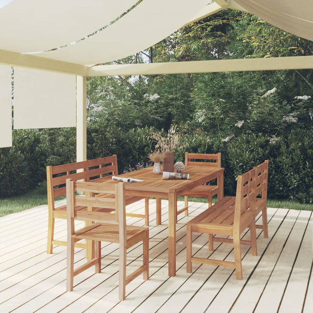 5-Delige Tuinset Massief Teakhout 180 cm tafellengte 2x Bank + 2x stoel + Tafel