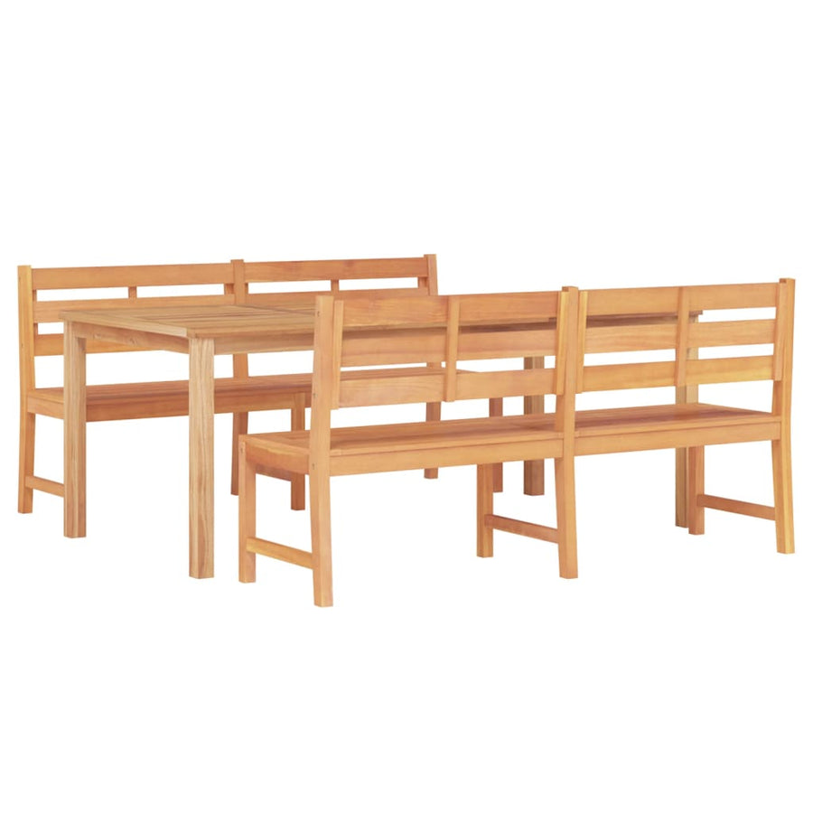 3-Delige Tuinset Massief Teakhout 200 cm tafellengte 2x Bank + Tafel