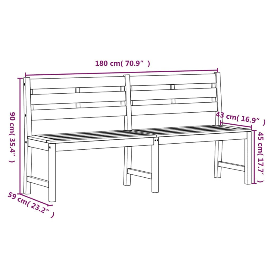 3-Delige Tuinset Massief Teakhout 200 cm tafellengte 2x Bank + Tafel