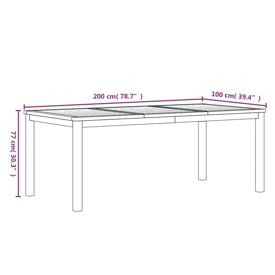 3-Delige Tuinset Massief Teakhout 200 cm tafellengte 2x Bank + Tafel
