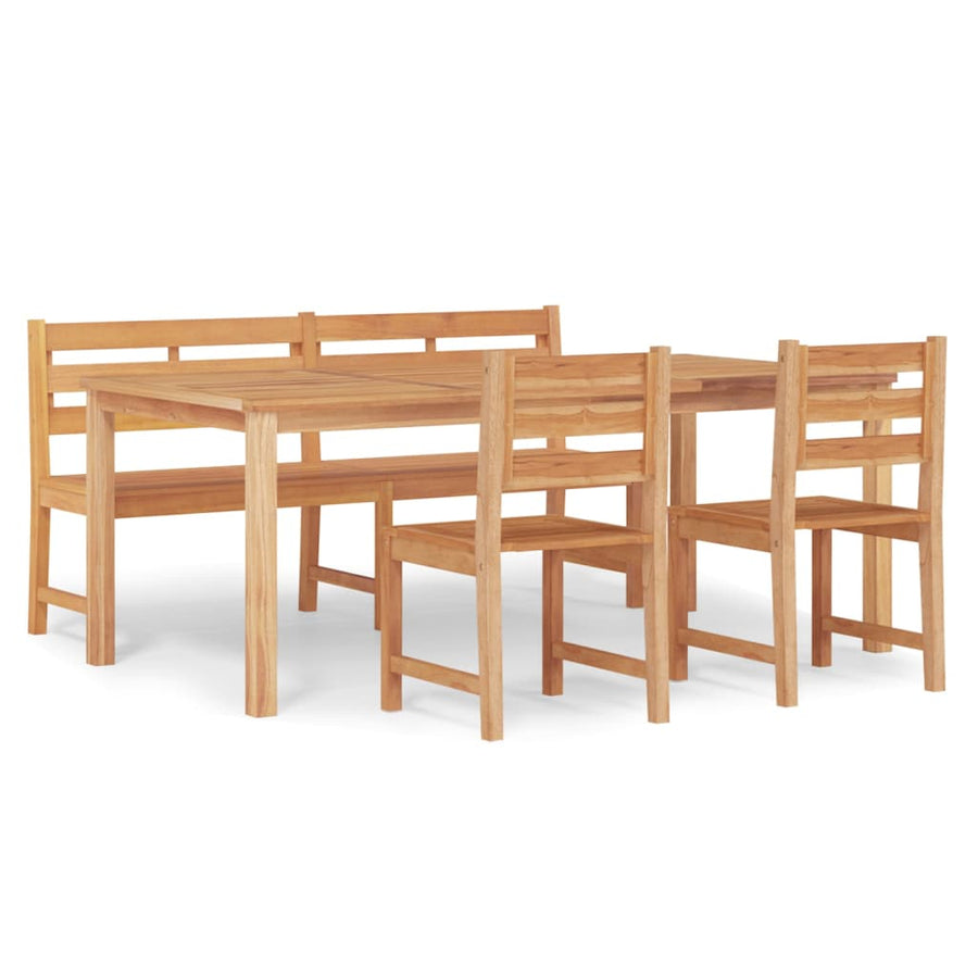 4-Delige Tuinset Massief Teakhout 200 cm tafellengte Bank + 2x stoel + Tafel