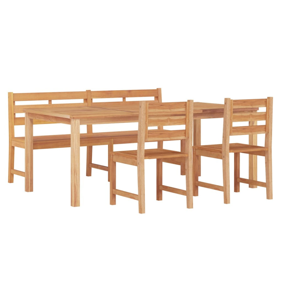 4-Delige Tuinset Massief Teakhout 200 cm tafellengte Bank + 2x stoel + Tafel