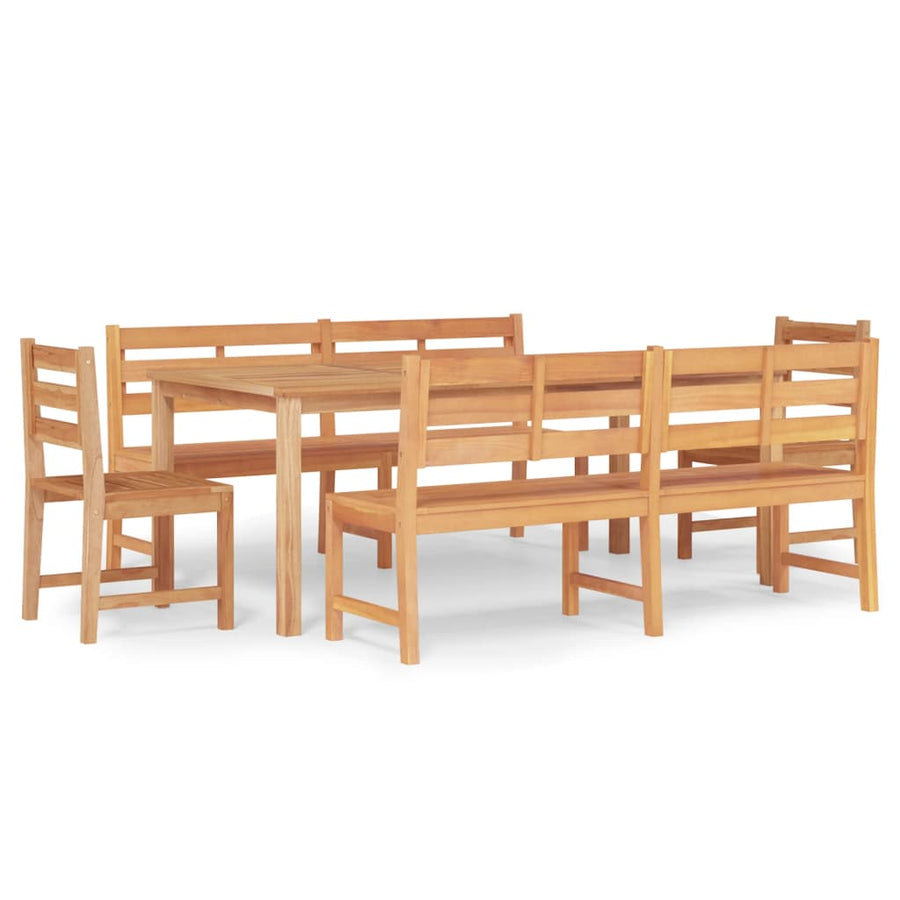 5-Delige Tuinset Massief Teakhout 200 cm tafellengte 2x Bank + 2x stoel + Tafel