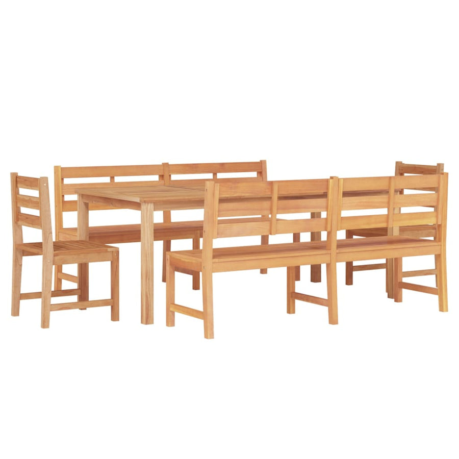 5-Delige Tuinset Massief Teakhout 200 cm tafellengte 2x Bank + 2x stoel + Tafel