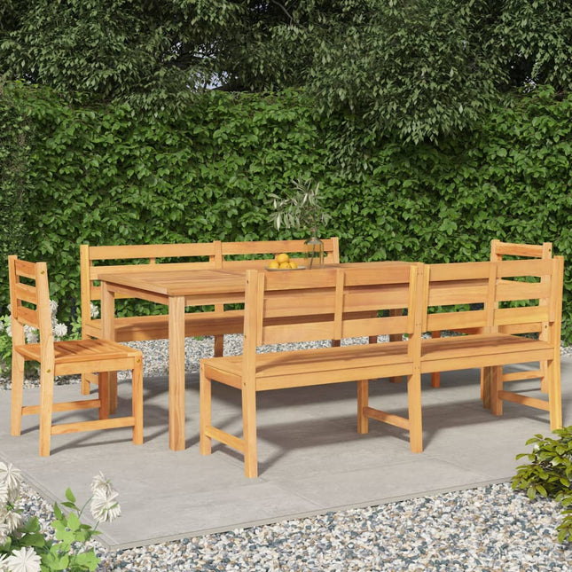 5-Delige Tuinset Massief Teakhout 200 cm tafellengte 2x Bank + 2x stoel + Tafel