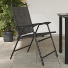 Garden chairs 8 pcs foldable steel and textilene mottled grey