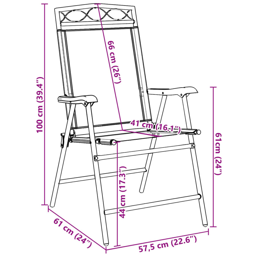 Tuinstoelen 4 st inklapbaar staal en textileen gemêleerd grijs