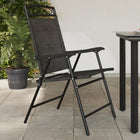Garden chairs 4 pcs foldable steel and textilene mottled grey