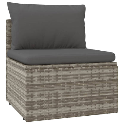 5-Delige Loungeset Met Kussens Poly Rattan Grijs hoek + midden + 2x voetensteun + Tafel