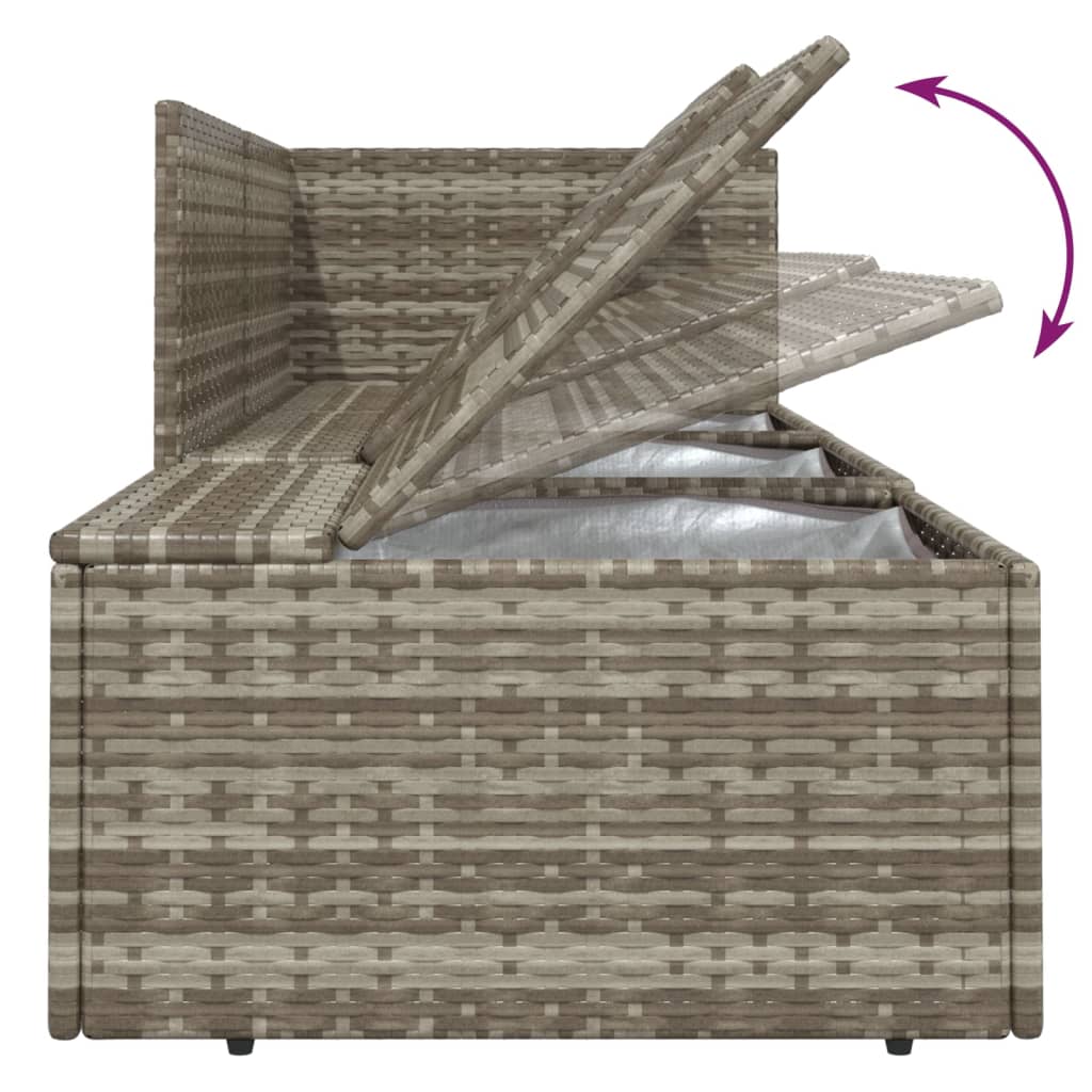 5-Delige Loungeset Met Kussens Poly Rattan Grijs hoek + midden + 2x voetensteun + Tafel