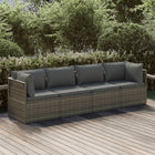 4-Delige Loungeset Met Kussens Poly Rattan Grijs 1 2x hoek + 2x midden