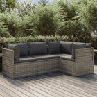 4-Delige Loungeset Met Kussens Poly Rattan Grijs 3x hoek + midden