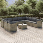 11-Delige Loungeset Met Kussens Poly Rattan Grijs 9 5x hoek + 5x midden + Tafel