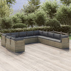 11-Delige Loungeset Met Kussens Poly Rattan Grijs 9 5x hoek + 6x midden