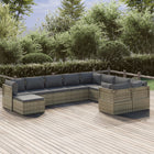 10-Delige Loungeset Met Kussens Poly Rattan Grijs