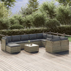 11-Delige Loungeset Met Kussens Poly Rattan Grijs