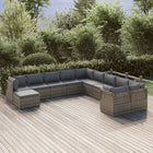 11-Delige Loungeset Met Kussens Poly Rattan Grijs