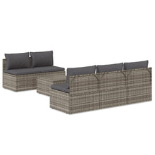 -Delige Loungeset Met Kussens Poly Rattan Grijs 1 6 5x midden + Tafel