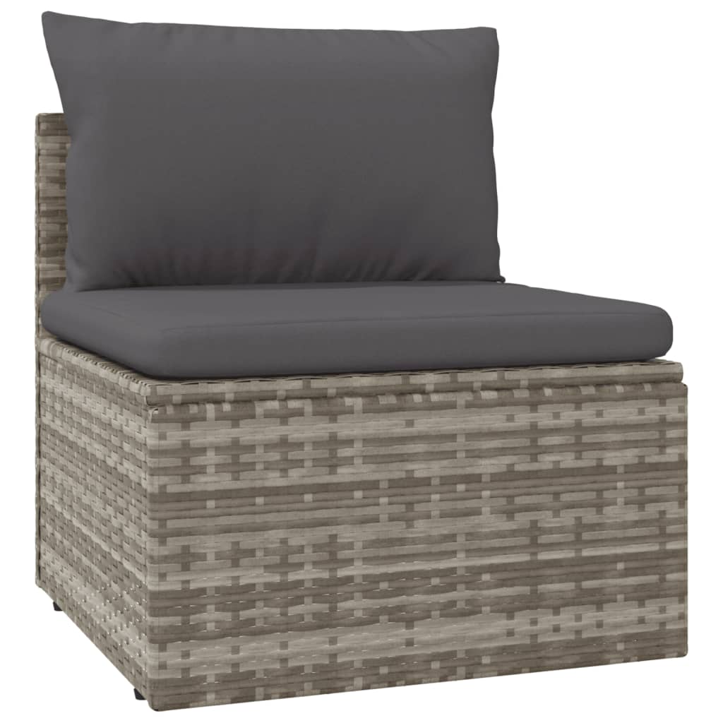 -Delige Loungeset Met Kussens Poly Rattan Grijs 1 6 5x midden + Tafel