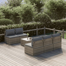 -Delige Loungeset Met Kussens Poly Rattan Grijs 1 6 5x midden + Tafel