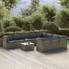 11-Delige Loungeset Met Kussens Poly Rattan Grijs 9 4x hoek + 6x midden + Tafel