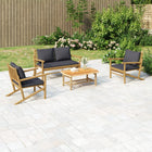 4-piece Lounge Set with Cushions Bamboo Dark Grey