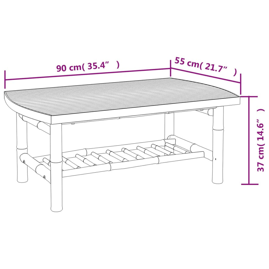 3-Delige Loungeset Met Kussens Bamboe Crèmewit 2x Bank + Tafel