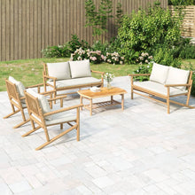 5-Delige Loungeset Met Kussens Bamboe Crèmewit 2x chair + 2x bench + table