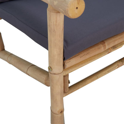 5-Delige Loungeset Met Kussens Bamboe Donkergrijs 4x stoel + Tafel