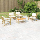 5-piece Lounge set with cushions bamboo cream white
