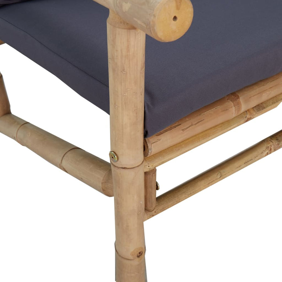 3-Delige Loungeset Met Kussens Bamboe Donkergrijs 2x stoel + Tafel