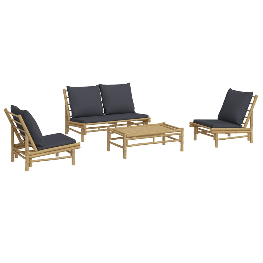 4-Delige Loungeset Met Kussens Bamboe 1